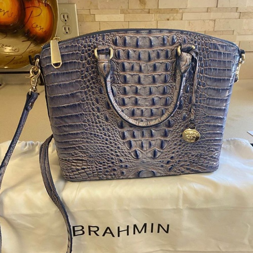 Brahmin stunning blue/purple top handle bag